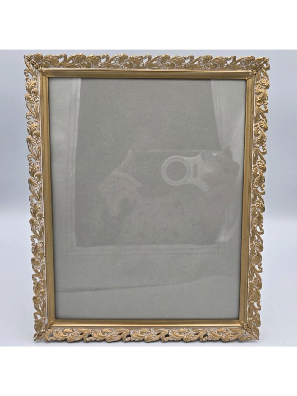 Vintage Gold-Tone Ornate Floral Picture Frame Filigree Hollywood Regency 8x10" - Picture 2 of 10